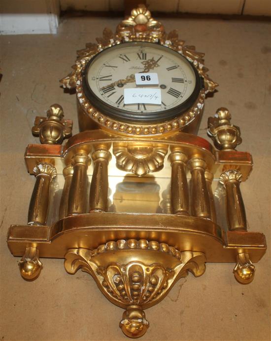 Gilded Holmia (Swedish) clock. Stockholm on dial. (Gilding needs attention)